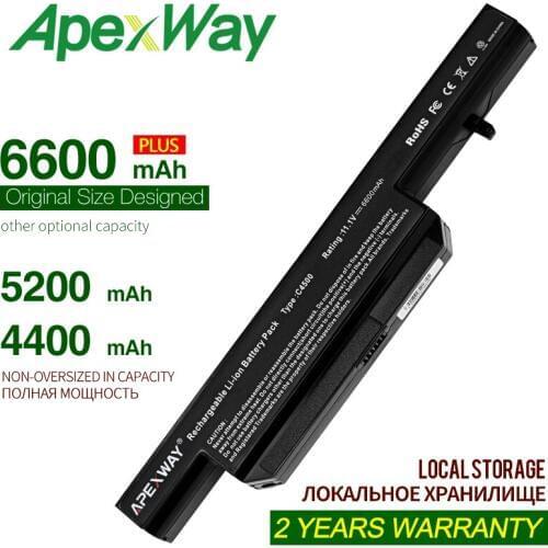 ApexWay11.1v 6 Cells Laptop Battery for Clevo C4500 C4500Q C4501 C4505 W150 C4500BAT-6 6-87-C480S-4P4 C4500BAT 6 KB15030 W150ER