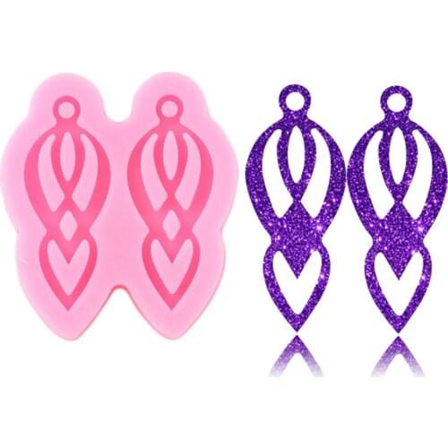 Shiny Glossy Tassel Silicone Earrings Mold Epoxy Resin Keychain Molds Pendant Polymer Clay Necklace Charms Making Jewelry Mould