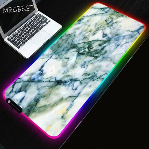 MRGBEST Cyan Marble Large Game RGB Mouse Pad Non-slip Natural Rubber Pc Computer Game LED Backlight Mousepad Table Mat Lock Edge