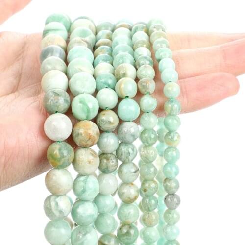 Natural Stone Green Crystal Beads Smooth Round Loose Spacer Bead For Jewelry Making Bracelets Necklace DIY Accessories 6/8/10MM
