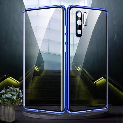 For Huawei P30 Pro Case 360 Magnetic Glass Metal Aluminum Camera Lens Protection Cover Case For Huawei P30 Lite Shockproof Funda