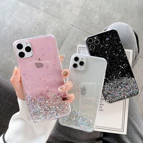 Luxury Fashion Glitter Star Sequins Phone Case For iPhone 11 Pro Max XS XR X 12 Mini 6s 7 8 Plus SE 2020 Soft Bling Powder Cover