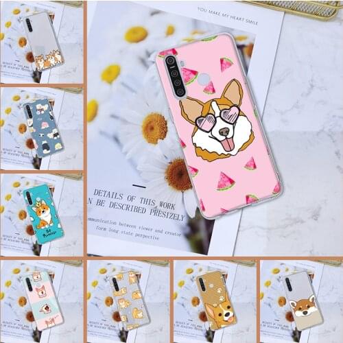 For Oppo Realme 5 6 X50 X2 Pro Phone Case Silicone Kawaii DOG Cartoon Shiba Inu Corgi Back Cover For Realme C3 X3 Xt C11 6i X