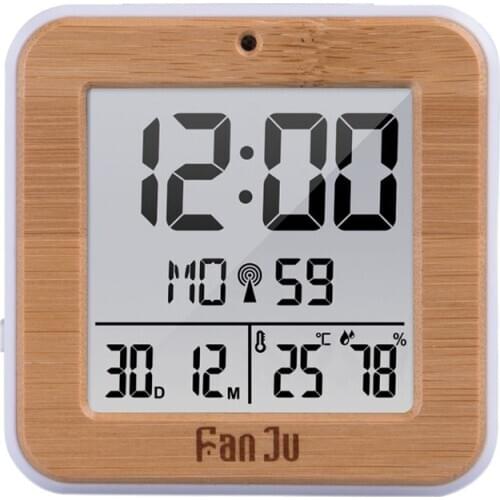 DCF Radio Controlled Digital Dual Alarm Clock Thermometer Hygrometer Automatic Backlight Table Alarm Clock