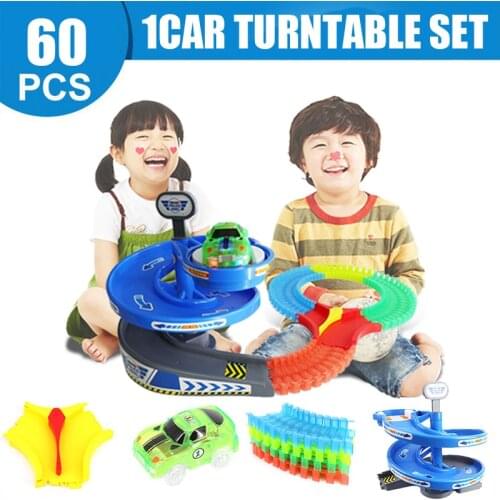 For Magical Track Collection Curved Track Roller Coaster Spiral Up Turntable Toy Car Kids Gifts Glow Racing Toys for Children