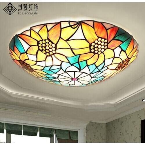 European Garden sunflower ceiling lamps, modern minimalist bedroom study living room lamps lighting LED lamp iron Yang