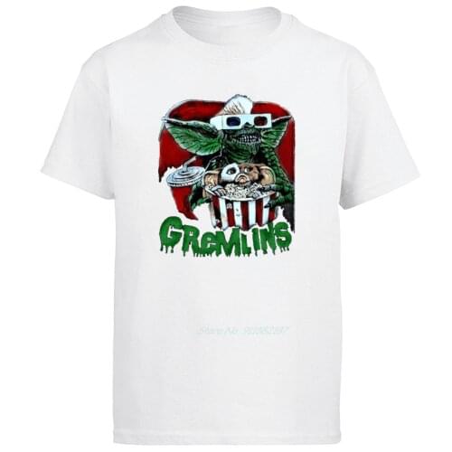 Gremlins Humorous Tees Short Sleeve Gizmo 80s Movie Mogwai Monster Horror Retro Sci Fi T Shirts men clothing