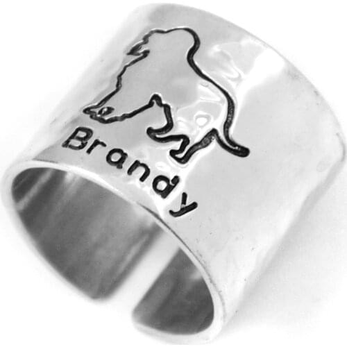 King Charles Cavalier Spaniel Dog Name Ring, Personalized Hammered Ring, Pet Memorial Ring Pet Lover Gift, Pet Loss Gift