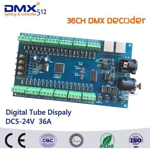 Free Shipping Factory Wholesale 36CH RGB dmx512 Controller,13groups RGB output,36ch decoder for LED strip light, RGB dump node