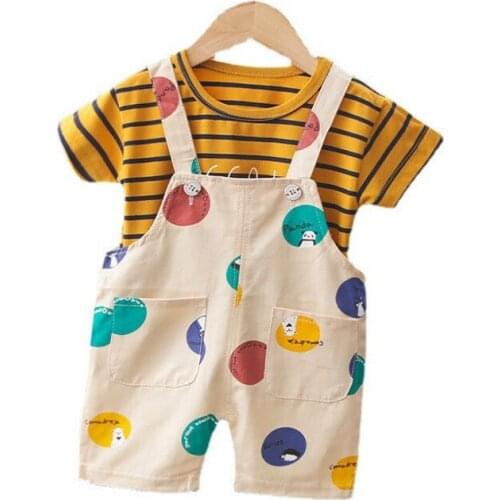 New Summer Baby Girl Clothes Suit Cute Children Boys T-Shirt Strap Shorts 2Pcs/Sets Toddler Sport Casual Costume Kids Tracksuits