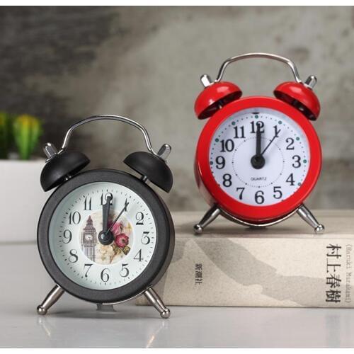 Creative Alarm Clock Cute Mini Metal Small Alarm Clock Electronic Small Loud Table Bedside Alarm Clock