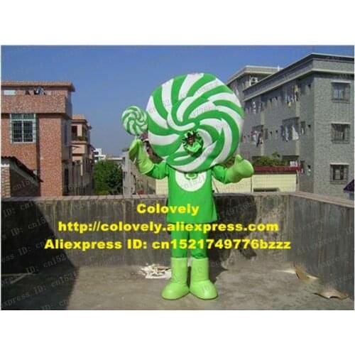 Cool Green Lollipop Lolly Sugar-loaf Lollypop Bonbon Fruits Stick Mascot Costume With Round Lolly Shape Head No.6062 Free Sh