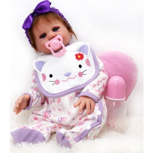 16 Inch 40cm Reborn Doll Soft Silicone Body Blue Eyes Cute Girl Joint-body Toy Rebirth Baby Dolls Bebe Toys Childrens Gifts