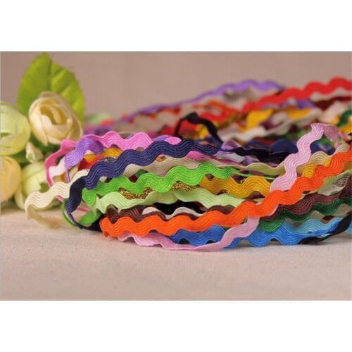 Hot!5mm 25 meter/lots S shape curve Wavy Lace Ribbon Tape DIY Handmade Patchwork Craft Decoration 15 color free shipping