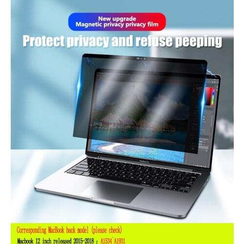 Magnetic Privacy Filter Anti spy PET Screens protective film For MacBook 12 inch A1534 A1931