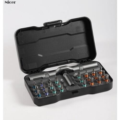 24 In 1 Multifunction Ratchet Wrench Screwdriver Set T Handle Socket 6.35mm S2 Magnetic Bit Household Hand Repair Tool RS1