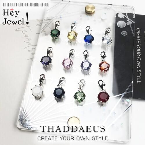 Fashion European Silver Birth Stone Pendant Charm Fit Bracelet Bag Necklacet Trendy 925 Sterling Silver Gift For Europe Women