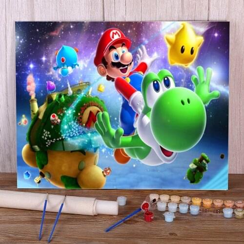 Carton Mario DIY Painting By Numbers Package Oil Paints 40*50 Painting On Canvas Wall Paintings For Adults Handicraft