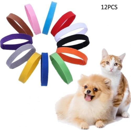12Pcs/Set Pet Dog Cat Identification Collar Adjustable Id Collar Mark Neck Strap Color Anti-lost Small Animal Confirmation Circl