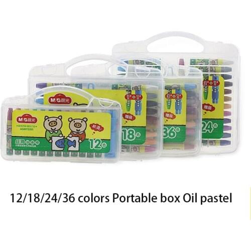 M&G12/18/24/36 Colors Portable Box Oil Pastel Set Kindergarten Student School Drawing Paintbrush Art Supplies Oil Painting Stick