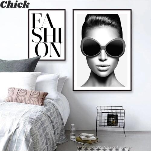 Modern Fashion Girl Canvas Art Posters And Prints Painting Wall Art Pictures For Living Room Black And White Nordic Home Decor