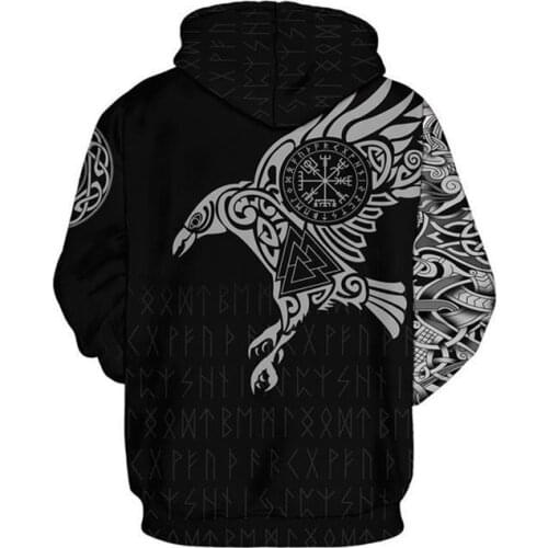 Viking The Raven of Tattoo 3D Printed Men Hoodies Retro Harajuku Fashion Hooded Sweatshirt Autumn Hoody Casual streetwear hoodie