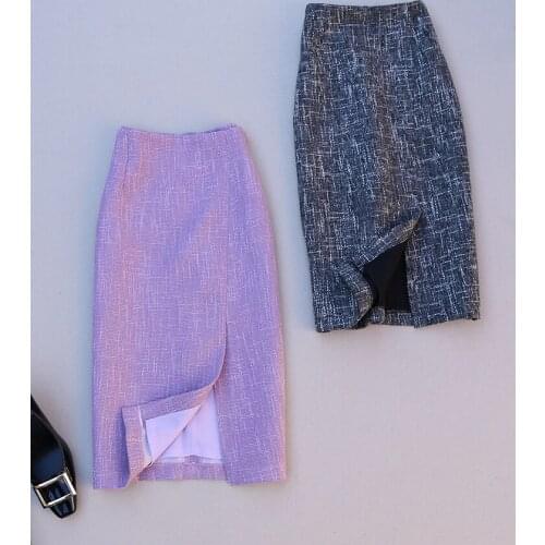 Womens Elegant Slit Medium Long Faux Woolen One Step Suit Skirt Fashion Bud Skirt