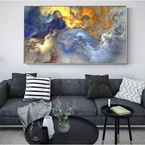 Golden Abstract Wall Art Canvas Prints Mysterious Cloud Modern Canvas Paintings Canvas Art Wall Pictures For Bed Room Cuadros