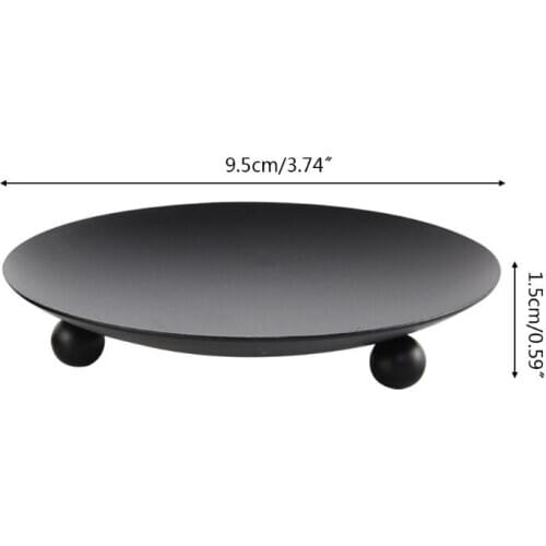 3pcs Rustic Wrought Iron Plate Candle Holders Stand Candelabrum Wedding Decor GXMA