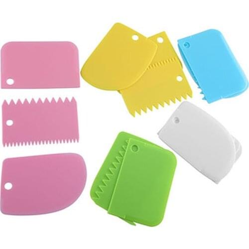 3PCS/Lot Dough Cake Cutter Slicer Spatula for Cake Cream Scraper Pasty Cutters Scraper Irregular Teeth Edge DIY Smoother