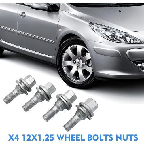 4Pcs Wheel Bolts Nuts Screws studs alloy Fits For Citroen Peugeot 206 307 408