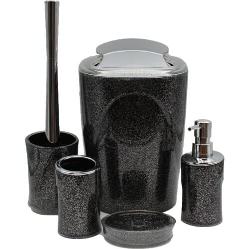 Acrylic Silvery 5 Piece Bathroom Set Black Color