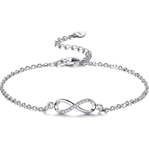 Charm Bridal Wedding Bracelet Cute Female Small Infinity Bracelet 925 Sterling Silver Rose Gold Color Chain Bracelets For Women