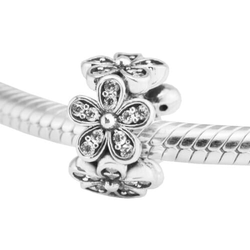 DIY Fits for Pandora Charms Bracelets Dazzling Daisies Beads 100% 925 Sterling-Silver-Jewelry Free Shipping