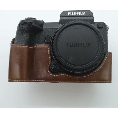 Camera Bag PU Leather Half Body Set Cover For Fuji Film GFX50S GFX 50S GFX50R GFX-50R Bottom Case With Battery Opening