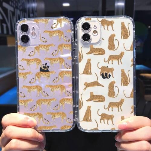 Leopard animal Phone Case Transparent for iPhone 6 7 8 11 12 s mini pro X XS XR MAX Plus cover funda shell
