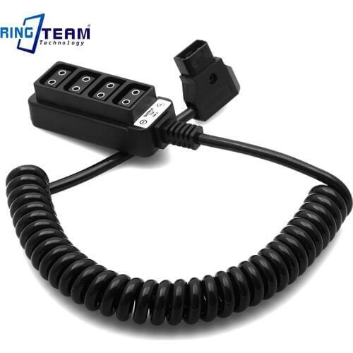 DTap Power Wooden Camera 1 to 4 D-Tap Splitter Coiled Cable 1 Male Plug to 4 Female Plug Board for Light / Monitor