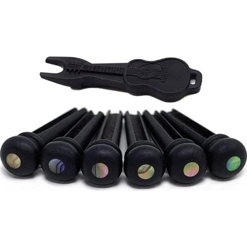 Guitar String Winder,Pure Ebony Bridge Pins with Abalone Dot Inlay for 6 String Acoustic Guitar