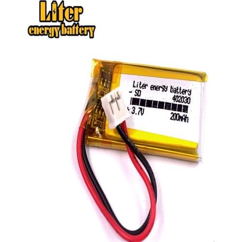 JST PH 2.0mm 2p Lithium Polymer 402030 3.7V 200mAh LiPo Rechargeable Battery with For Mp3 Camera bluetooth GPS electronic part