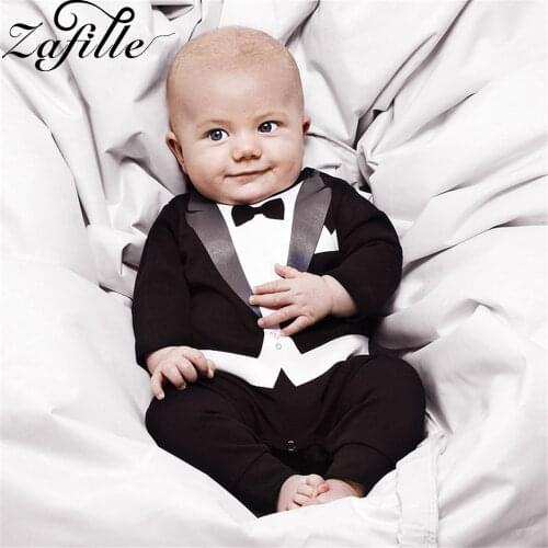 ZAFILLE New born Baby Boy Clothes Patchwork Gentleman Romper Baby 2021 With Necktie Baby Clothes 0 3 Month Baby Jumpsuit