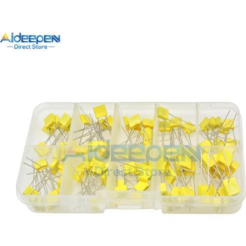 100Pcs/lot Correction Capacitor 5% 1nF~470nF 63V-100V Polypropylene Safety Plastic Film Capacitance With Plastic Case