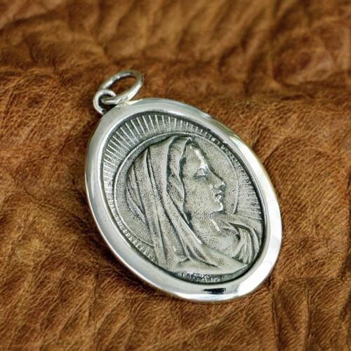 LINSION 925 Sterling Silver Virgin Mary Madonna Charms Pendant TA96