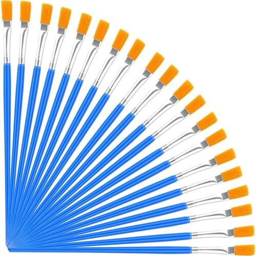 LMDZ 20Pcs Flat Paint Brushes Small Brush Bulk for Acrylic Watercolor Oil Gouache Painting by Students Professionals and Artists