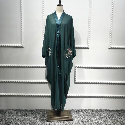 Muslim bat sleeve embroidery Abaya Islamic Cardigan Kimono Long Robe Gowns Tunic Vestidos Ramadan Turkish Islamic abaya wq1019