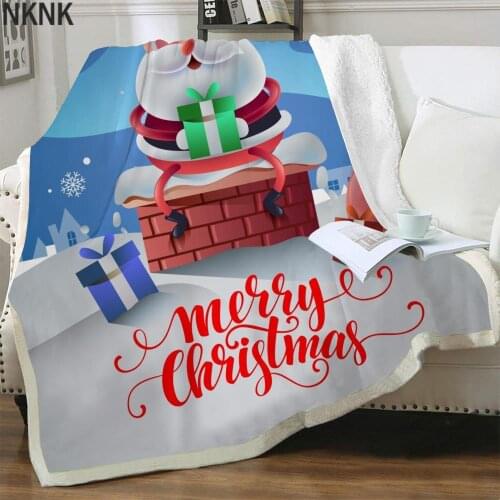 NKNK Santa Claus Blankets Snowflake Bedding Throw Painting 3D Print Gift Bedspread For Bed Sherpa Blanket Animal High Quality