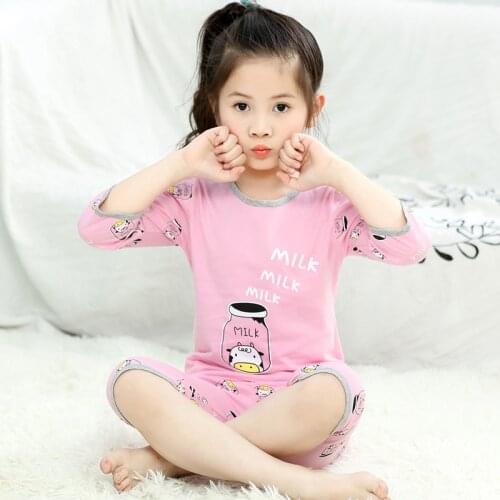 New Summer Cotton Kids Pyjamas Clothing Suit Boy Girls Sleepwear Bear Cartoon Nightwear Pajama Set Baby Inflant Toddler Clothes