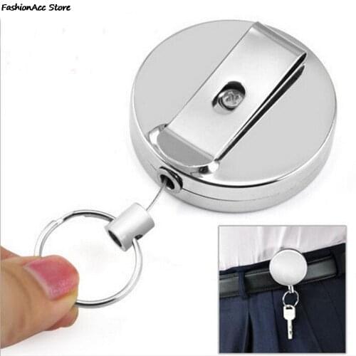 New Retractable Pull Key Ring ID Badge Lanyard Name Tag Card Holder Recoil Reel Belt Clip Metal Housing Metal Covers