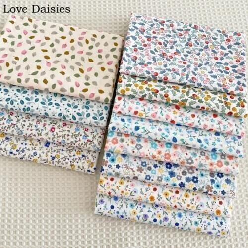Pastoral Mini Small Flower Leave Strawberry Fruit 100% cotton Twill fabric For DIY Girl Clothes Dress handwork patchwork quilt