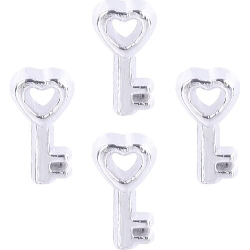 20Pcs/lot F782 Metal Heart Key Shaped Floating Charms Finding Living Memory Glass Locket Jewelry