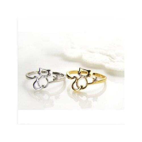 Drop shipping-Hollow CZ Kitty Cat Ring